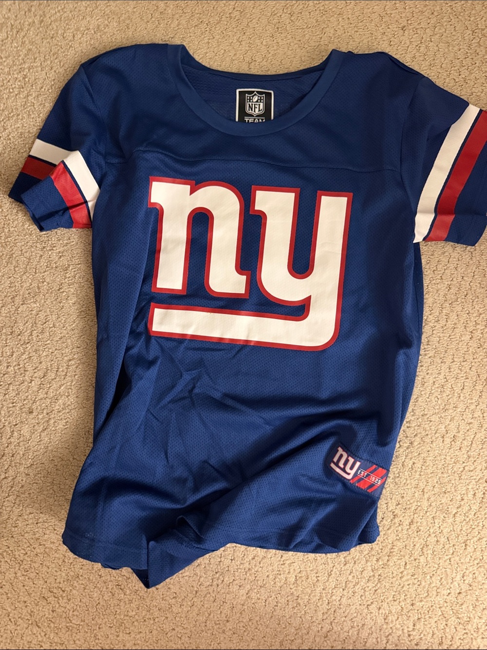 NFL New York Giants Royal Blue 'ny' Logo Short Sleeve Jersey Tee